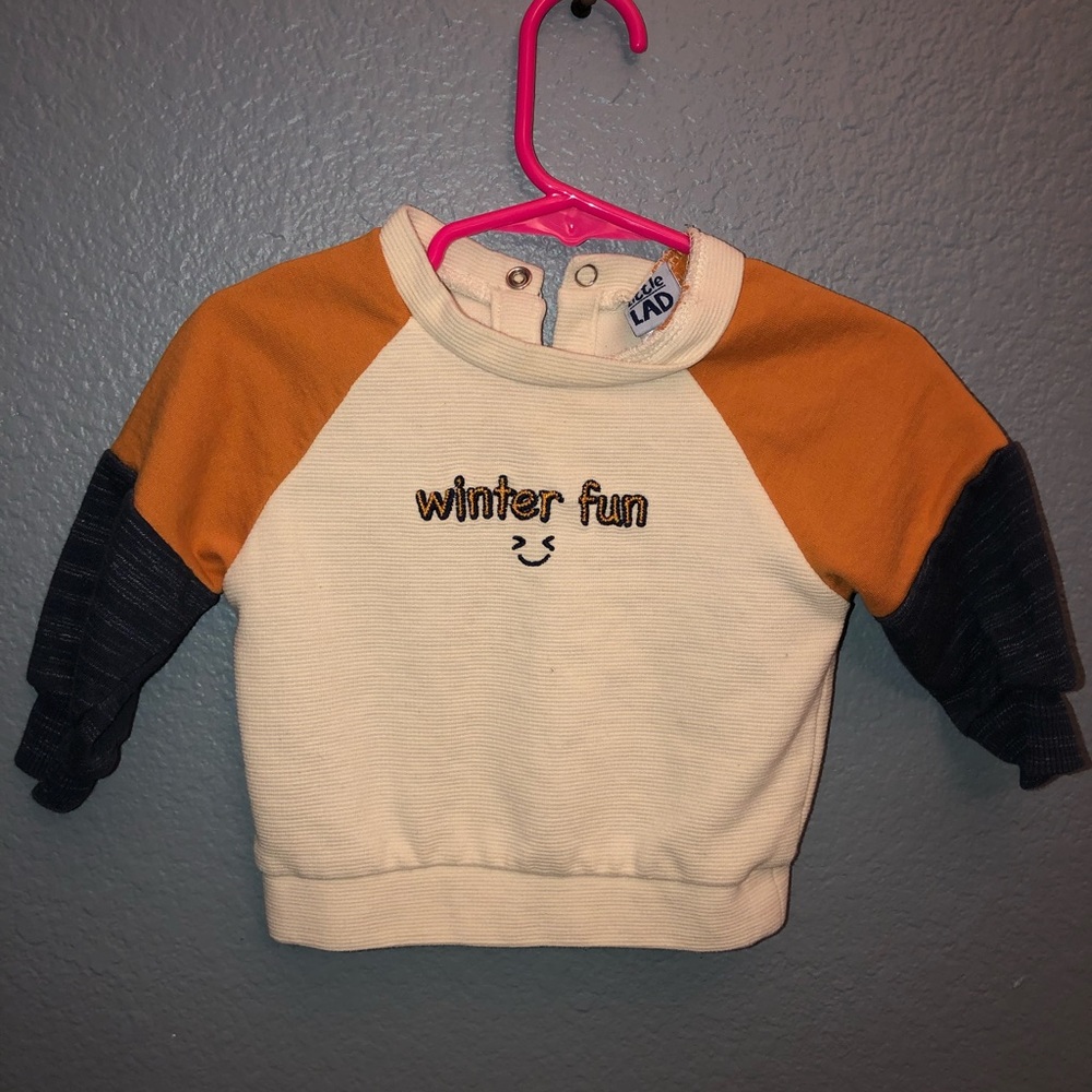 Little Lad “Winter Fun” Sweatshirt with 3 button closure on back